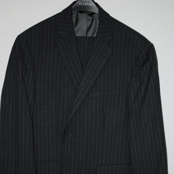 Jos. A. Bank Executive Collection 2 Piece Grey Wool Pinstripe Suit - Picture 1 of 4